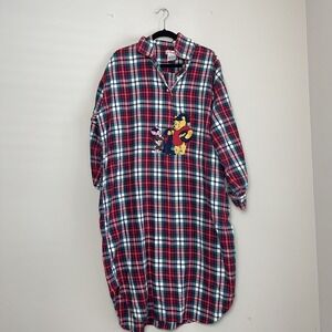 Vintage Disney Store Winnie The Pooh & Piglet Flannel Cozy Nightshirt Dress